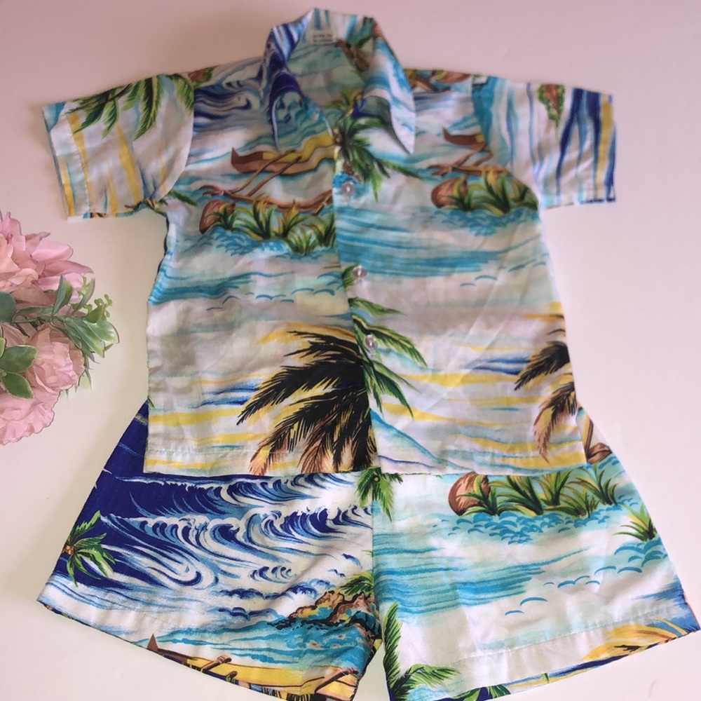 Hawaiian Shorts Set 5T 80s Hawaii Shorts Set Boys Toddler Hawaiian